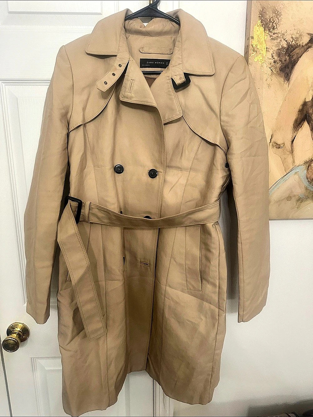 Zara Double-Breasted Trench Coat in Brown Size Large
